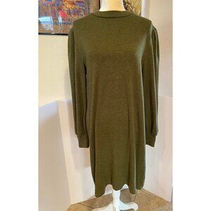 Velvet & Heart Olive Green Knit Sweater Dress, Mutton Leg long Sleeve, S…